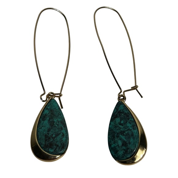 RLM Studio Jewelry - RLM SOHO Teardrop Earrings Women OS Gold Green Turquoise Stone Kidney Wire Drop